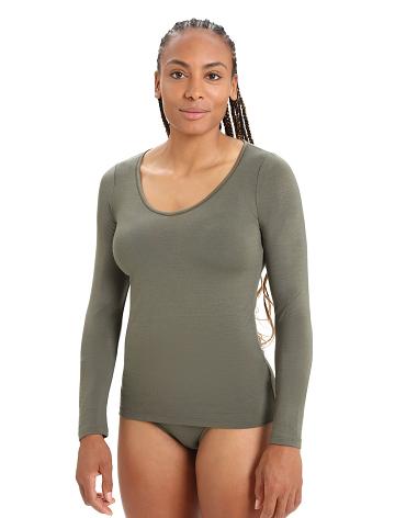 Loden Women's Icebreaker Merino Siren Long Sleeve Sweetheart Top Underwear | USA 1688KORI